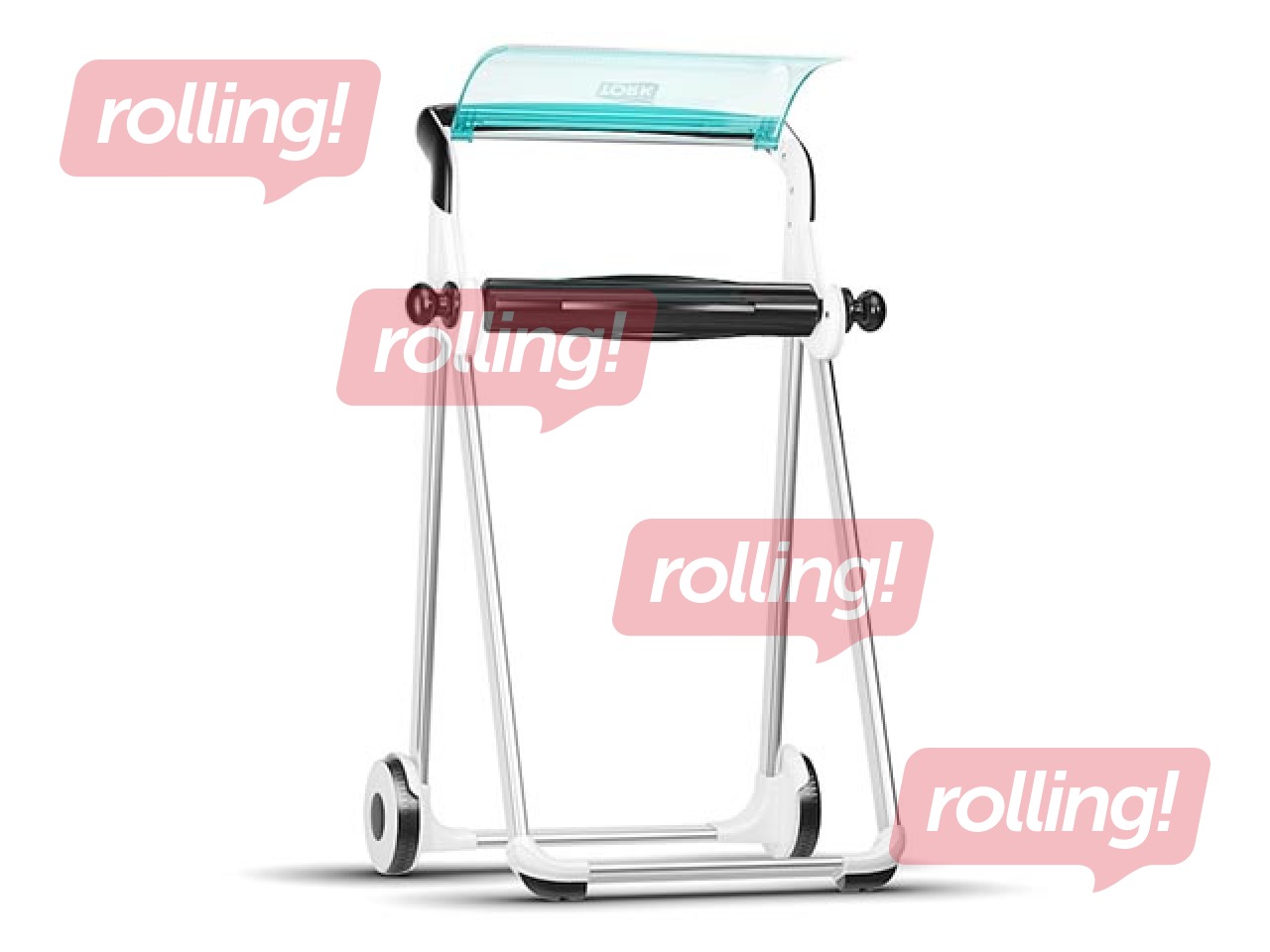 Industriālā papīra turētājs Tork W1, grīdas statīvs, balts/tirkīza