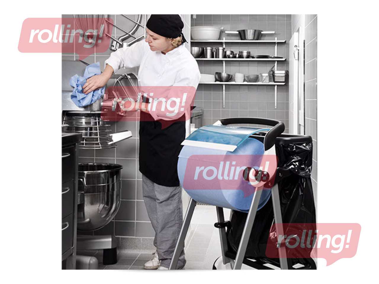 Industriālā papīra turētājs Tork W1, grīdas statīvs, balts/tirkīza