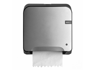 Papīra dvieļu ruļļos turētājs QuartzLine Autocut, plastikāta, sudrabs