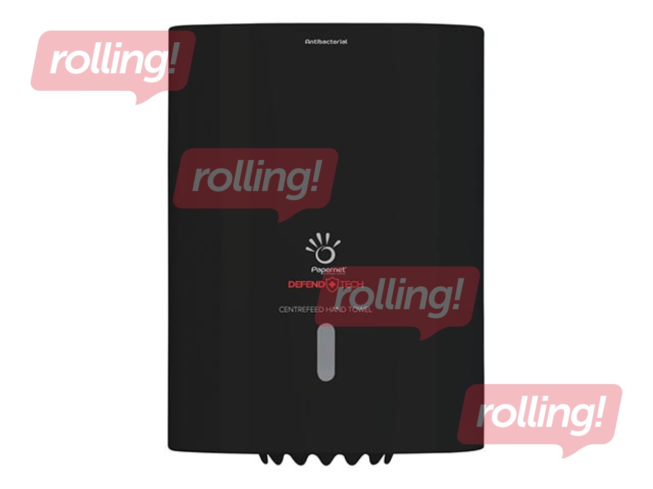 Papīra dvieļu ruļļos turētājs Papernet ar centra padevi, antibakteriāls, melns