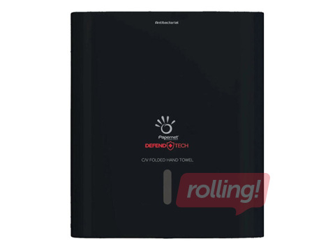 Papīra dvieļu loksnēs turētājs Papernet Defend Tech, plastikāta, antibakteriāls, melns