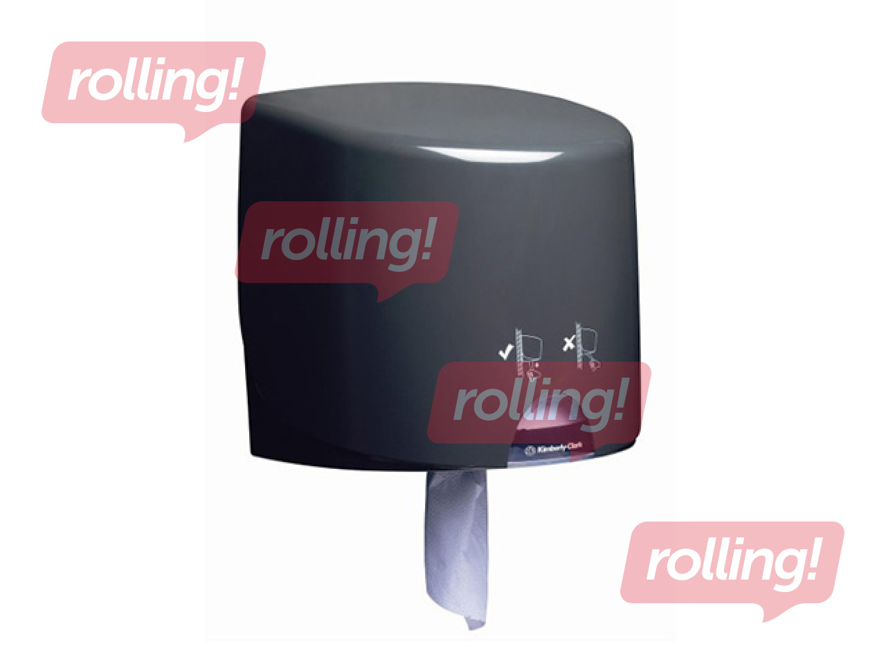 Papīra dvieļu ruļļos turētājs Kimberly-Clark Aquarius, ar centra padevi, plastikāta, melns