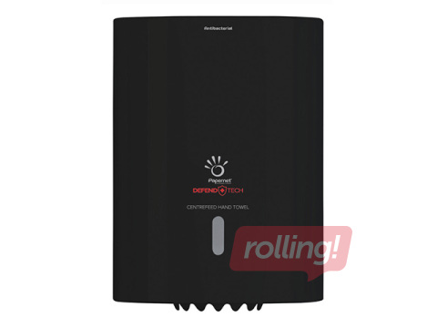 Papīra dvieļu ruļļos turētājs Papernet Defend Tech, ar centra padevi, plastikāta, melns