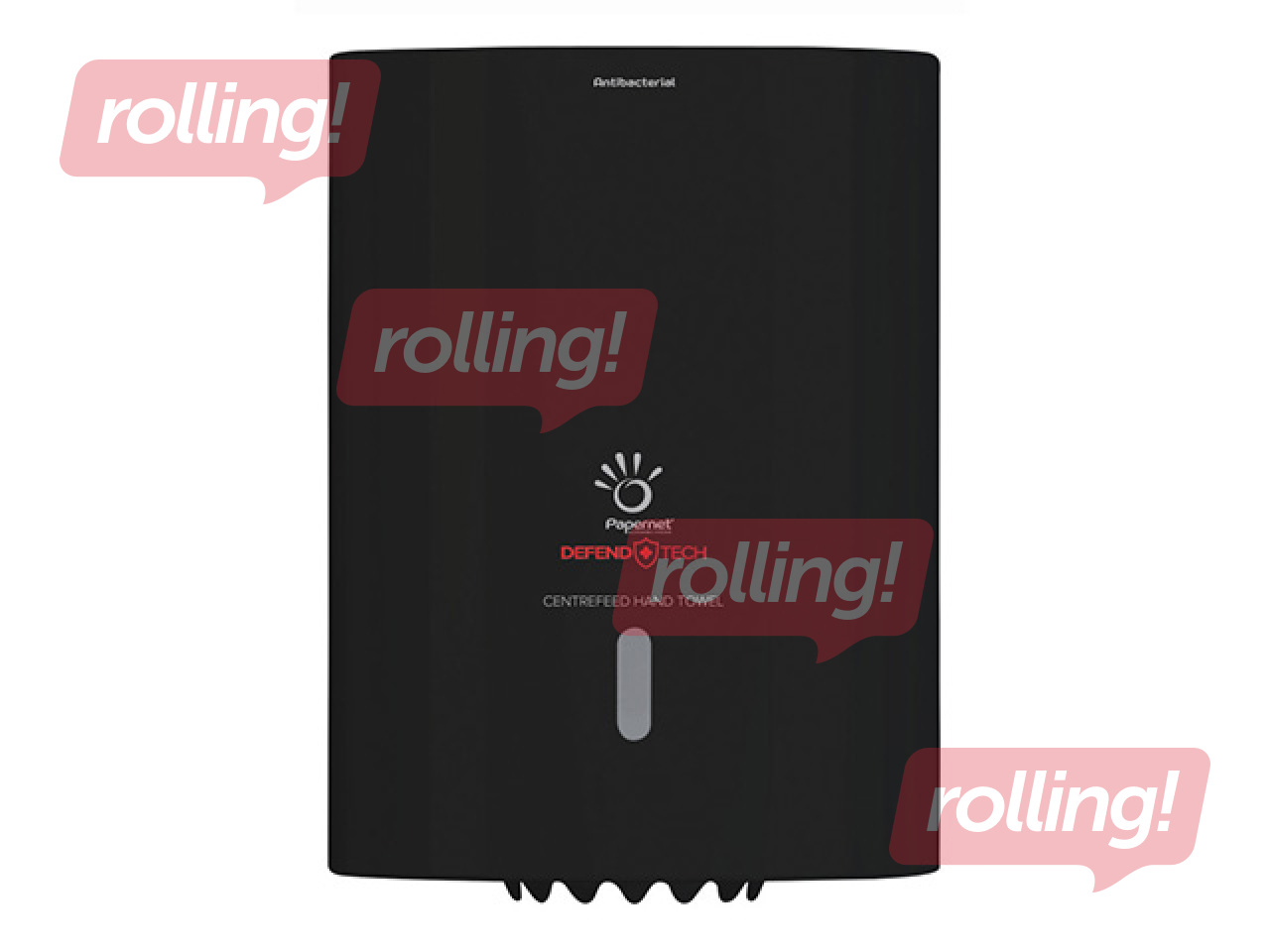 Papīra dvieļu ruļļos turētājs Papernet Defend Tech, ar centra padevi, plastikāta, melns