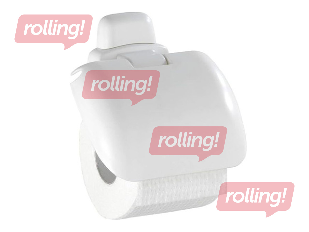 Tualetes papīra turētājs, ar vāku, plastmasa, 16x16x5cm