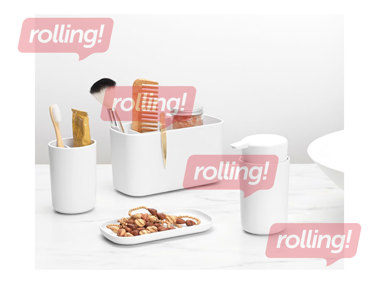 Vannasistabas aksesuāru komplekts Brabantia, plastmasa, balts, 3 gab.