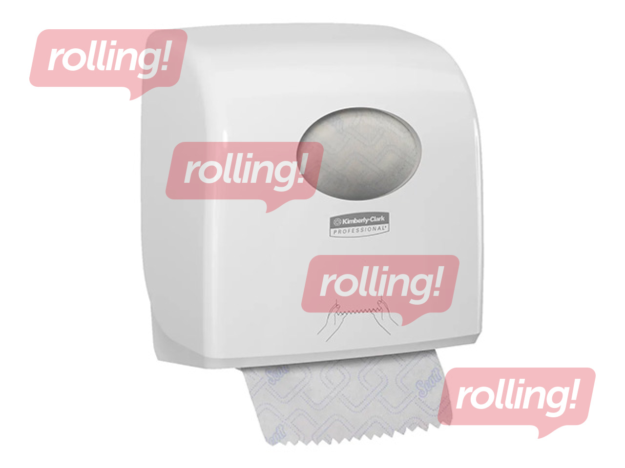Papīra dvieļu ruļļos turētājs Kimberly-Clark, Aquarius Slimroll, plastmasas, balts