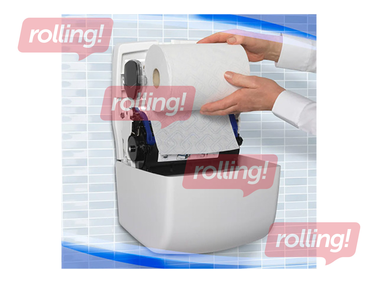 Papīra dvieļu ruļļos turētājs Kimberly-Clark, Aquarius Slimroll, plastmasas, balts