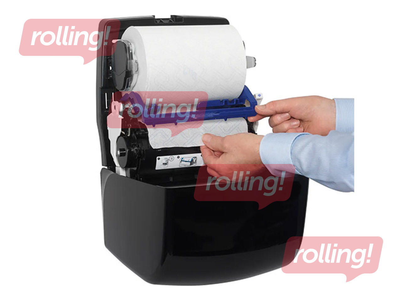 Papīra dvieļu ruļļos turētājs Kimberly-Clark, Aquarius Slimroll, plastmasas, melns