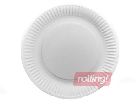 Paper plate, white, 18cm, 100 pcs.