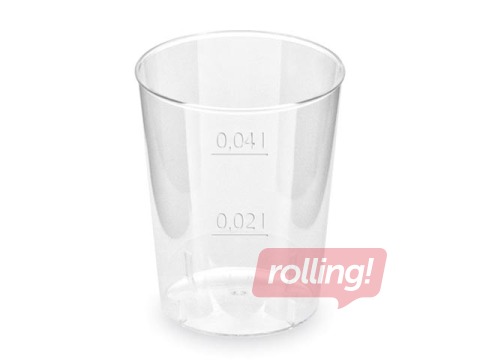 Glāzes plastmasas 40 ml, 50 gab., caurspīdīgas