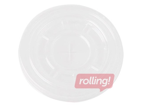 Caurspīdīgi plastmasas vāciņi ar krustenisku iegriezumu salmiņam, ø95mm, PET, 50gab.