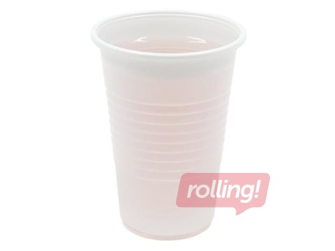 Glāzes plastmasas, baltas, 200ml, 100 gab.