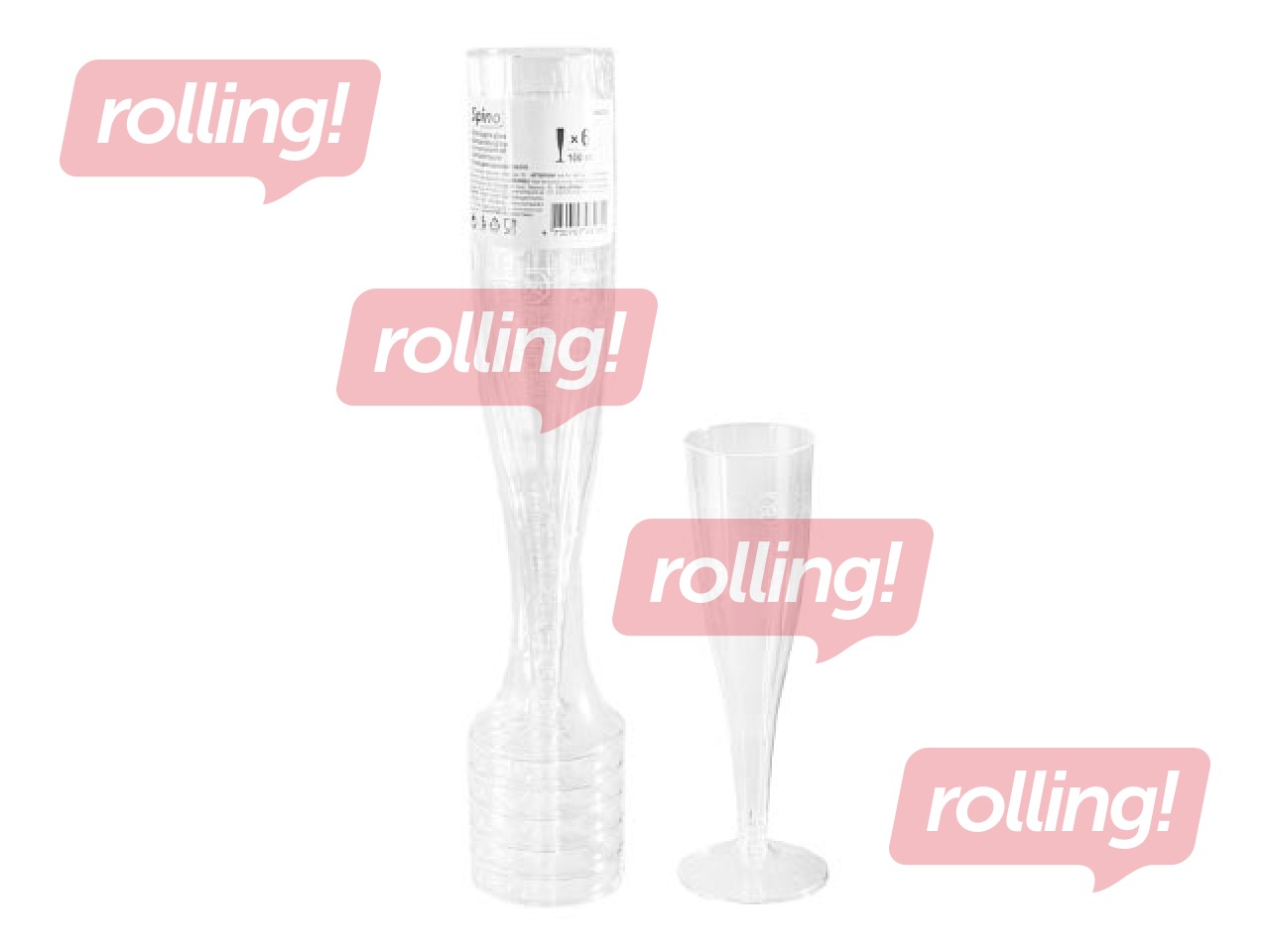 Glāzes šampanietim Spino, plastmasas, caurspīdīgas, 100ml, 6 gab.