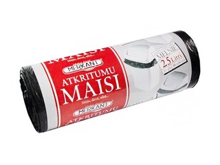 Prügikotid rullis Merkant, 25 l, 9 mic., 30 tk, must