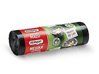 Пакеты для мусора Merkant, 60l, 35 микр., 10 шт., серые 