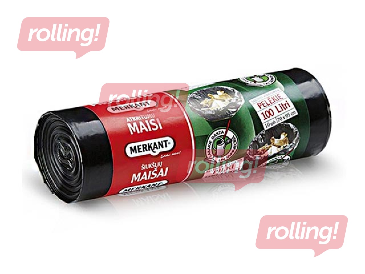 Atkritumu maisi Merkant, 100 l, 35 mikr., 10 gab., pelēki