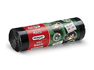 Prügikotid rullis Merkant, 100 l, 35 mic., 10 tk, hall
