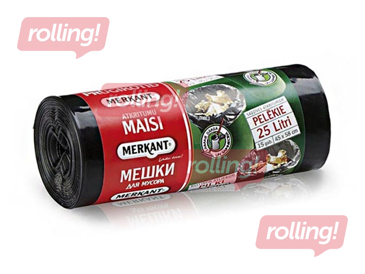 Atkritumu maisi Merkant, 25 l, 30 mikr., 15 gab., pelēki