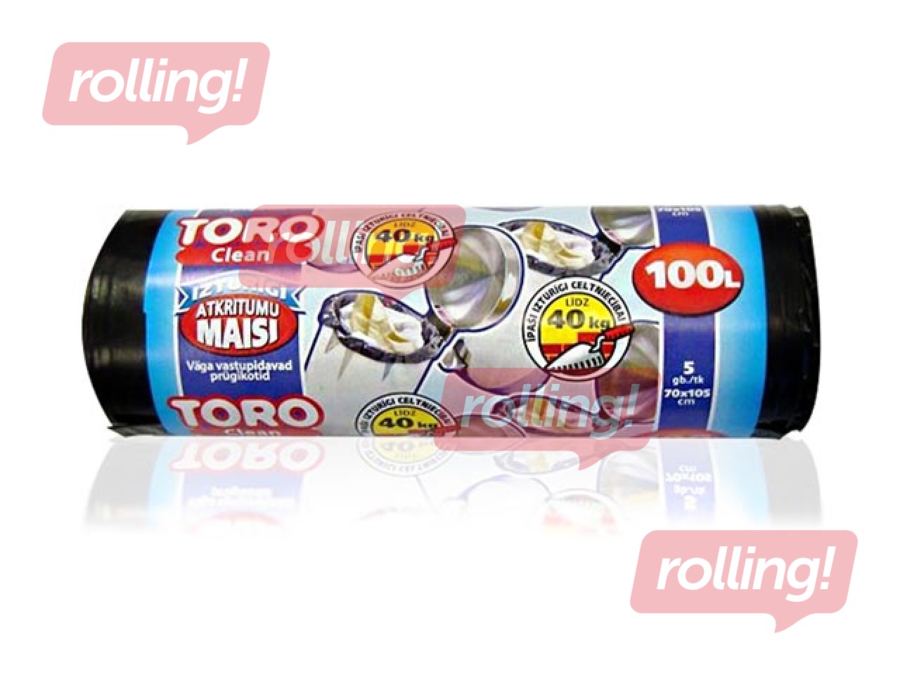 Atkritumu maisi TORO, 100 l, 50 mikr., 5 gab., melni
