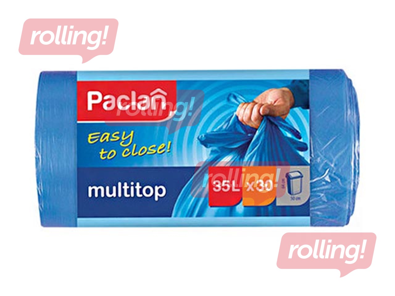 Atkritumu maisi sasienami, 35 l, 15 mikr., 30 gab., zili