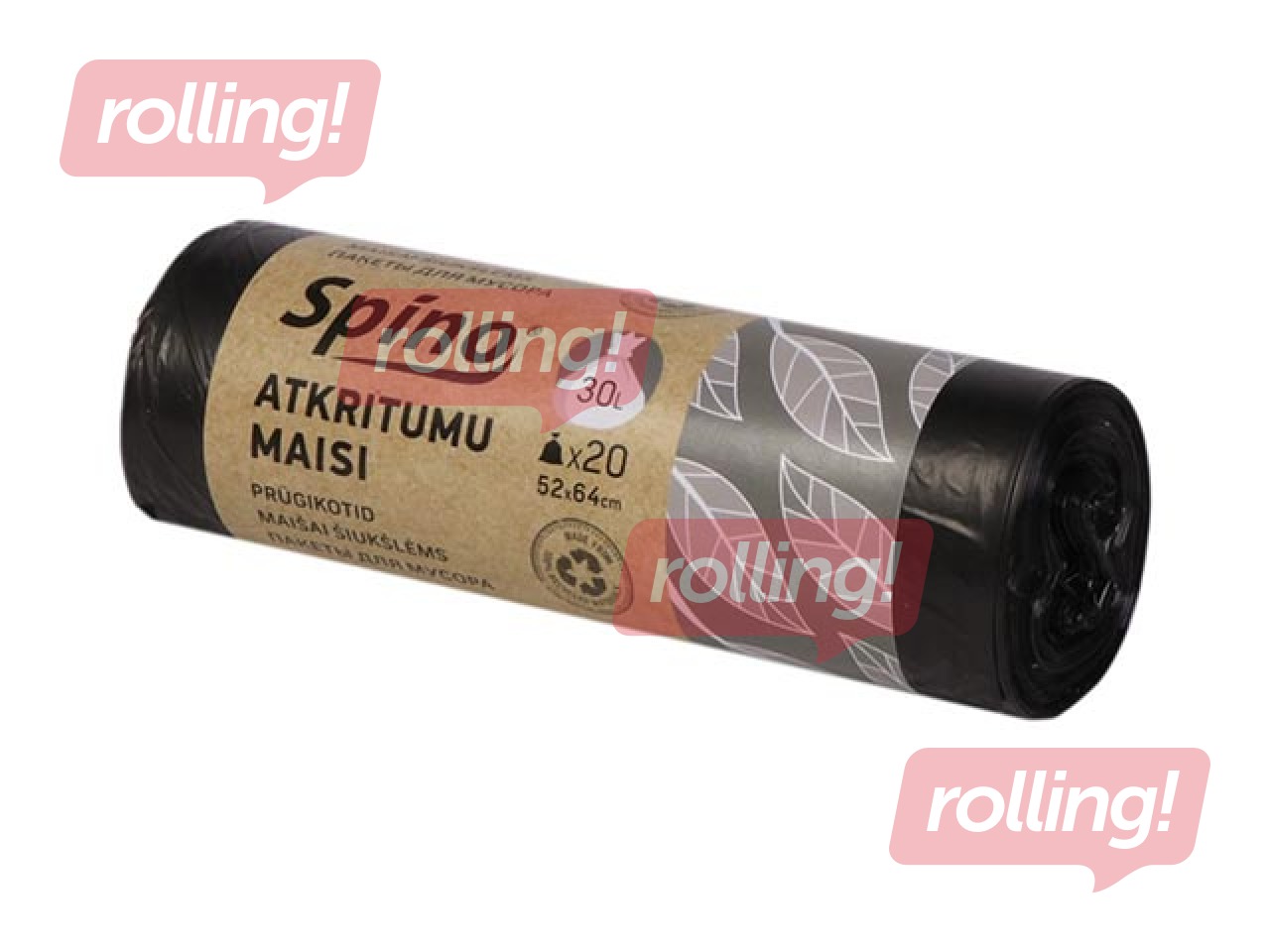 Atkritumu maisi Spino, 30 l, 9 mikr., 20 gab., melni