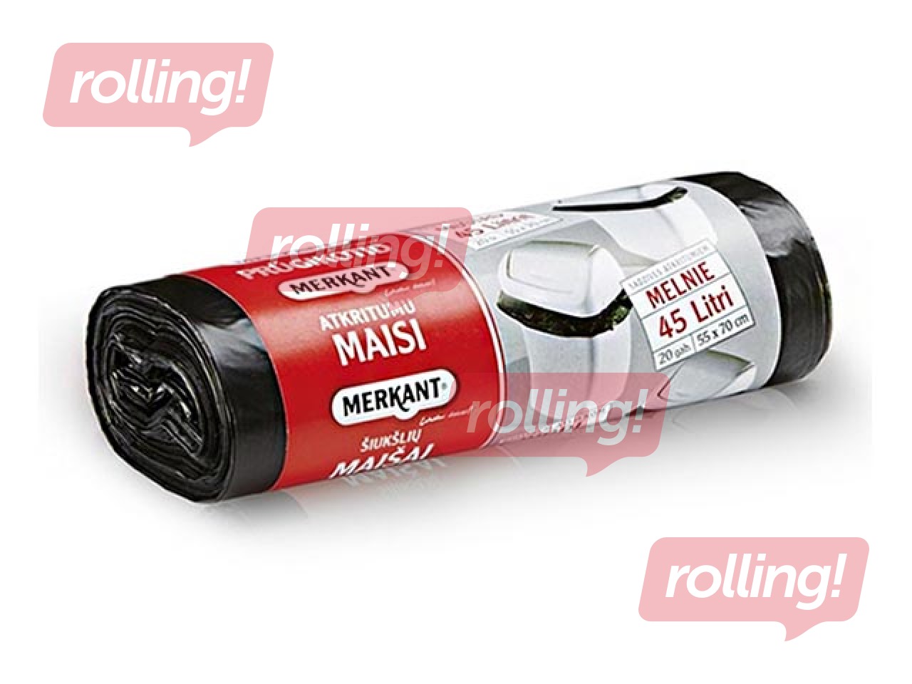 Garbage bags Merkant, 45 l, 12 mic., 20 pcs., black