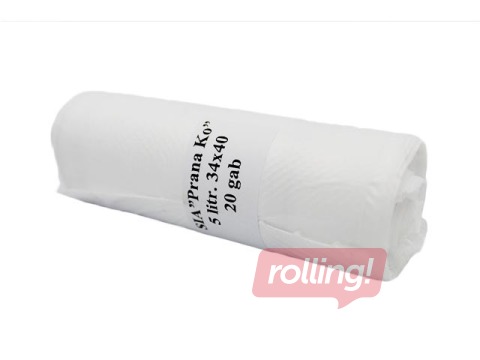 Мешки для мусора HDPE, 5 л, 34x40 см, , 20 шт., белые