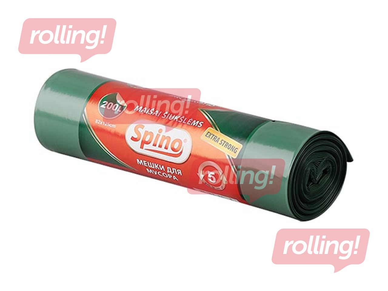 Atkritumu maisi 200 l, LDPE, 60 mikr., 5 gab., īpaši izturīgi, tumši zaļi