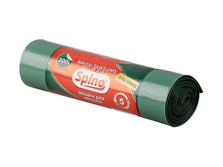 Garbage bags 200 l, LDPE, 60 mic, 5 pcs, extra durable, dark green