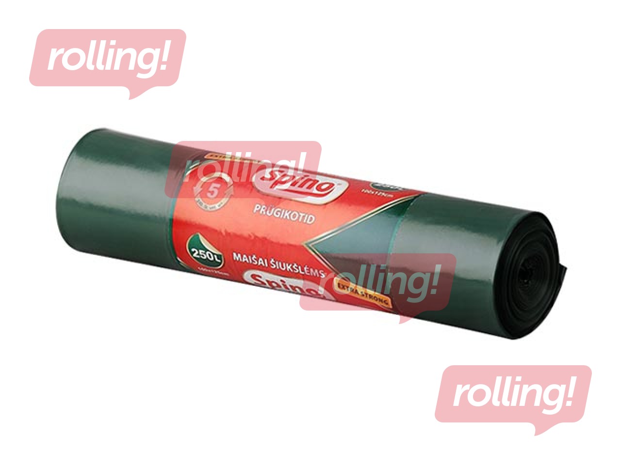 Atkritumu maisi 250 l, LDPE, 60 mikr., 5 gab., īpaši izturīgi, tumši zaļi