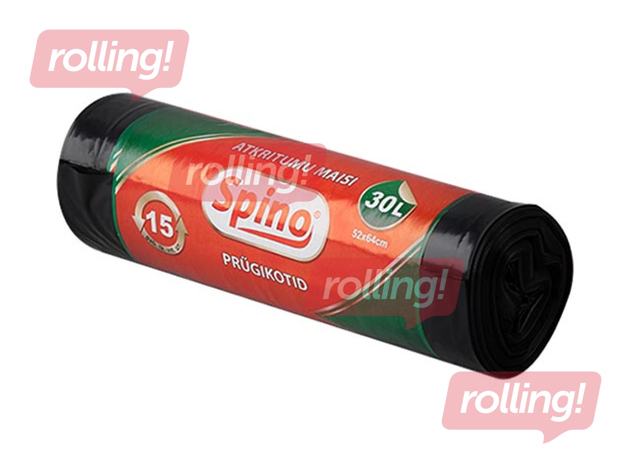 Atkritumu maisi Spino 30 l, LDPE, 52 x 64 cm, 33 mikr., 15 gab., melni