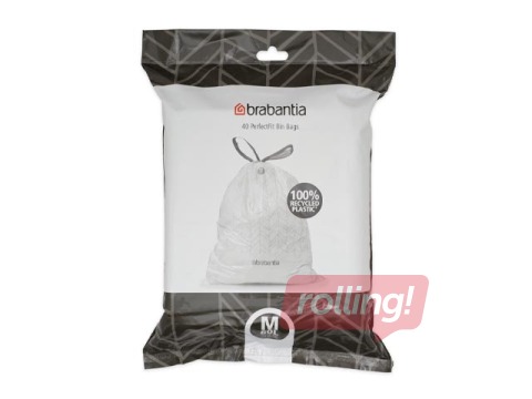Prügikoti Brabantia, valged, 60l, 40 tk.