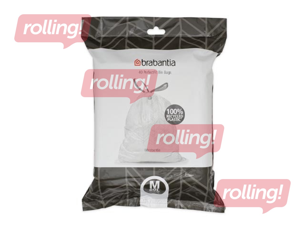 Prügikoti Brabantia, valged, 60l, 40 tk.