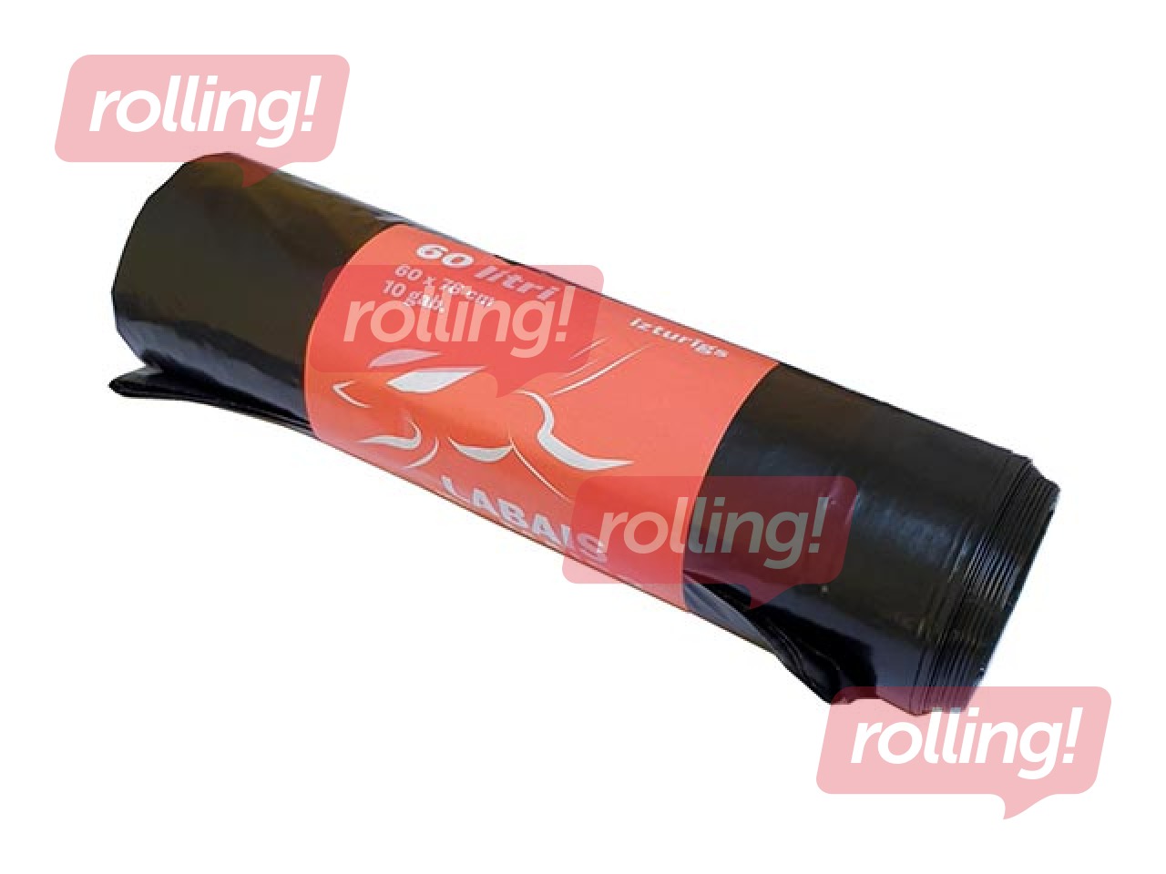 Atkritumu maisi Labais Maiss, 60 l, 33 mikr., 10 gab., melni