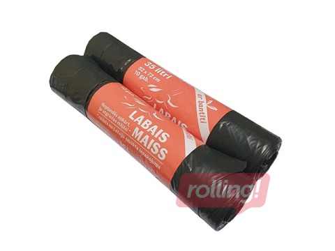Ziped garbage bags Labais Maiss, 35l, 33 microns, 10 pcs., black