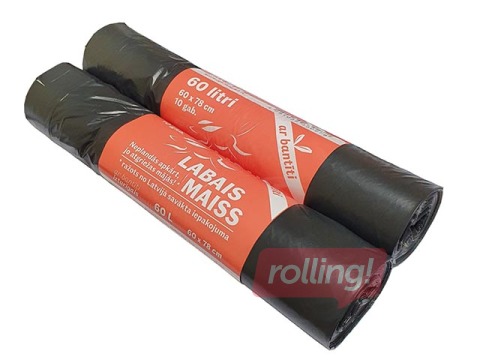 Aizvelkami atkritumu maisi Labais Maiss, 60l, 33 mikr., 10 gab., melni