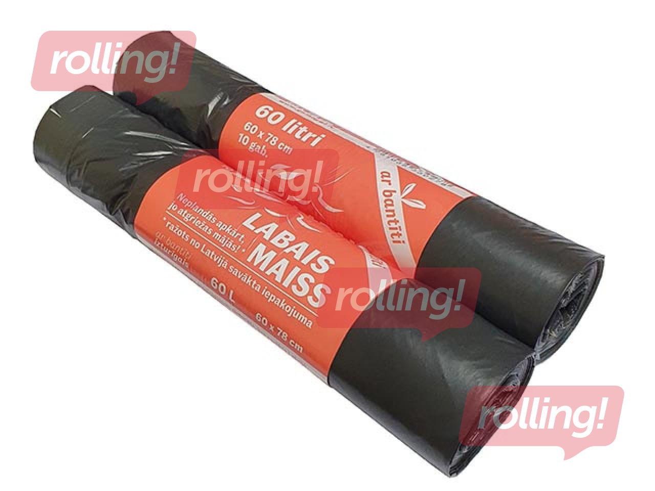 Aizvelkami atkritumu maisi Labais Maiss, 60l, 33 mikr., 10 gab., melni