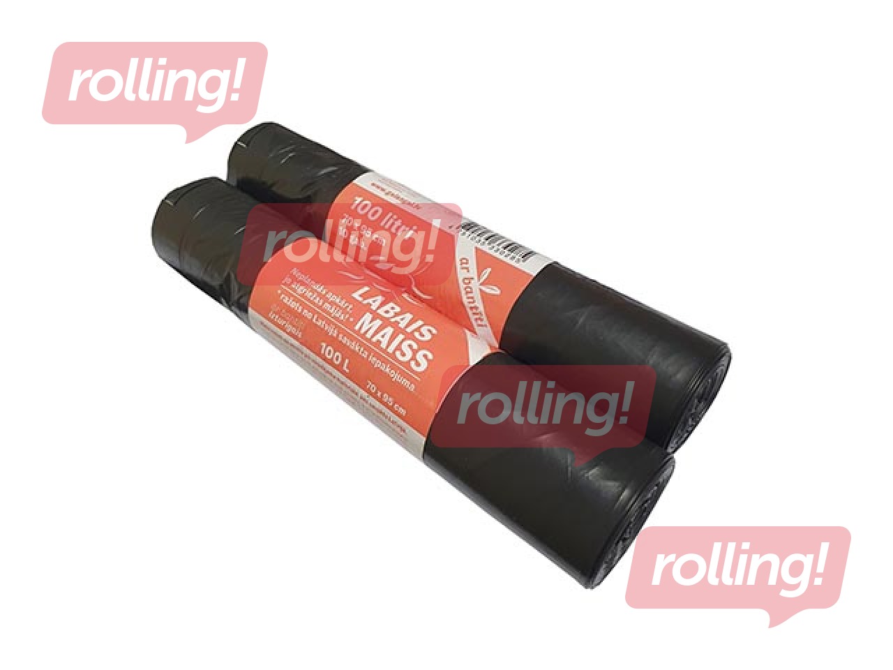 Zipped garbage bags Labais Maiss, 100l, 33 microns, 10pcs, black