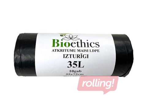 Prügikotid, 35 l, 30 micros, 55 x 72 cm, 10 tk, must