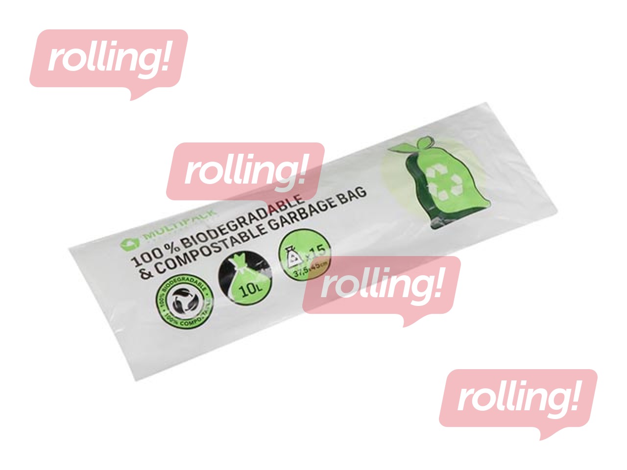 Biokompostējami atkritumu maisi BIO, zaļi, 10l, 18 mikr., 15 gab.