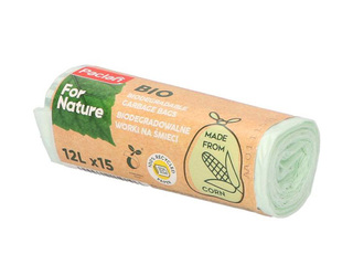 Garbage bags Paclan, For Nature, biodegradable, light green, 14µm, 12l, 15pcs.
