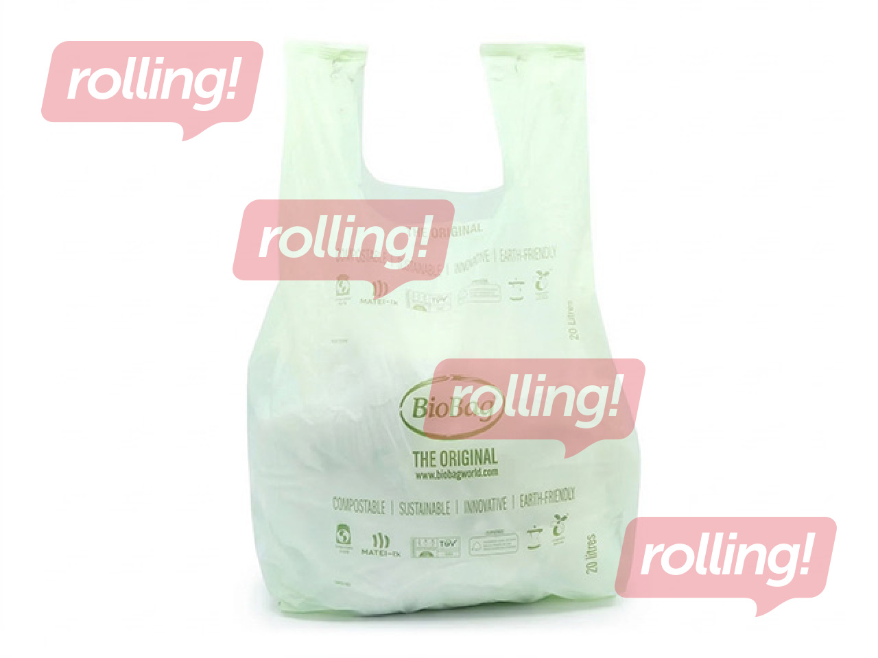 Waste bags BioBag, green, compostable, 15μm, 20l, 25 pcs.