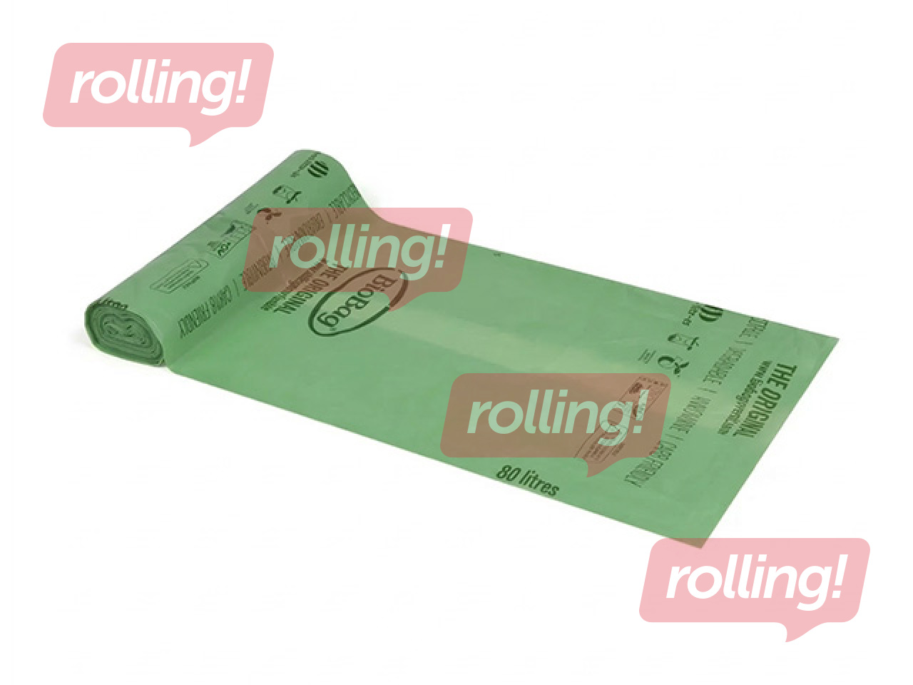 Waste bags BioBag, compostable, 17μm, green, 80l, 20 pcs. 