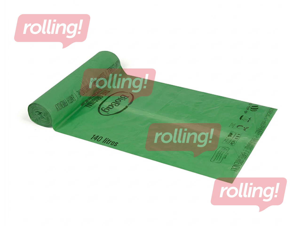 Prügikotid BioBag, komposteeritavad, 17μm, rohelised, 140l, 16tk.