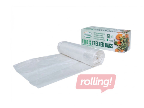 Maisiņi BioBag, kompostējami, produktu saldēšanai, caurspīdīgi, 6l, 20 gab.