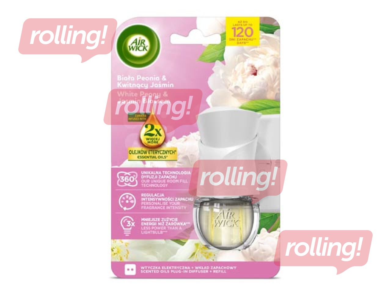 Gaisa atsvaidzinātājs  Air Wick Electrical, Peony & Jasmine Blossom, komplekts, 19ml