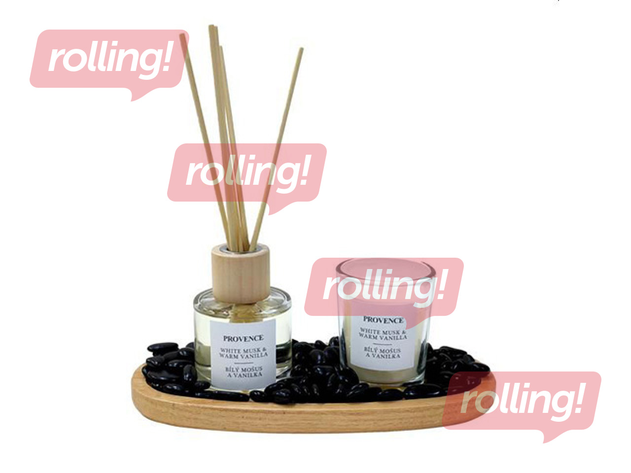 Komplekts Provence Musk & Vanilla, aromātiskie kociņi 50ml un svece 6.5cm