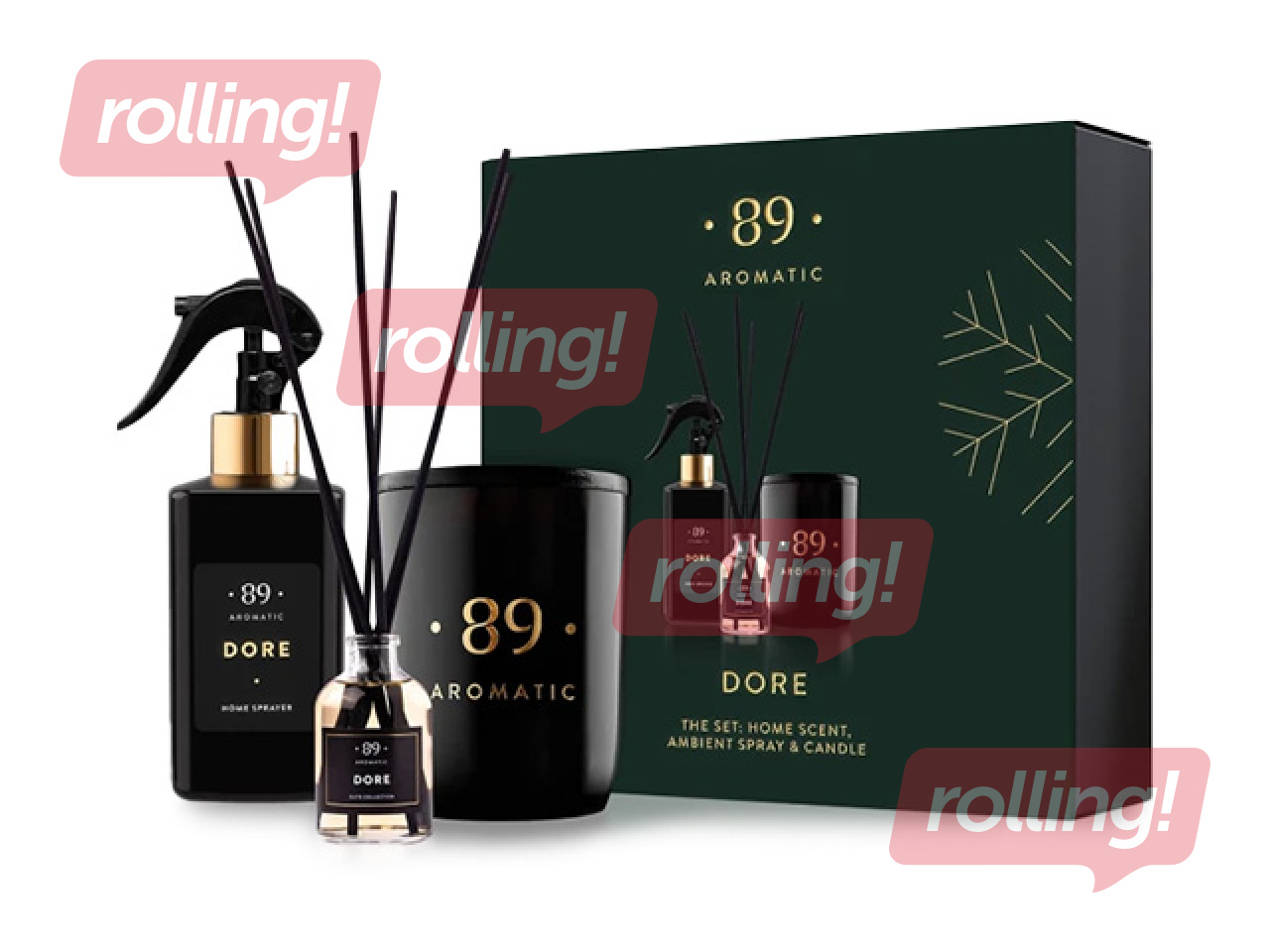 Komplekts Aromatic 89, mājai, aromātiskie kociņi, sprejs un svece, Dore