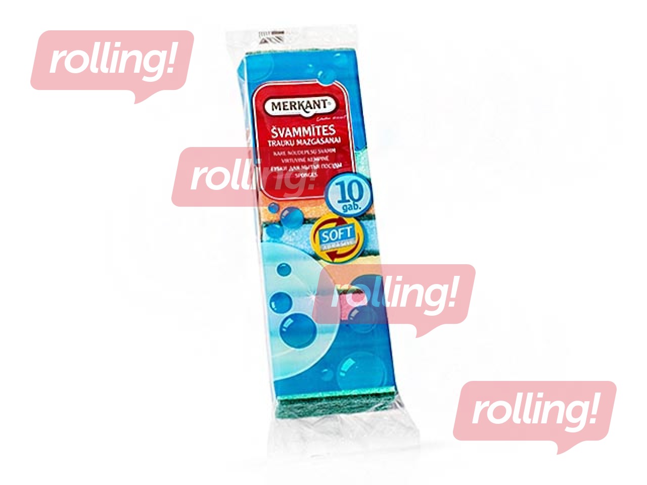 Sponge for washing dishes Merkant, 50x80x25 mm, 10 pcs.